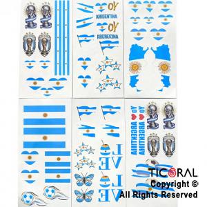 PLANCHAS DE TATUAJES ARGENTINA MUNDIAL X 12 UNIDADES